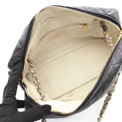 マトラッセ チェーンショルダーバッグ ラムスキン ブラック ゴールド金具 シャネル バッグ CHANEL