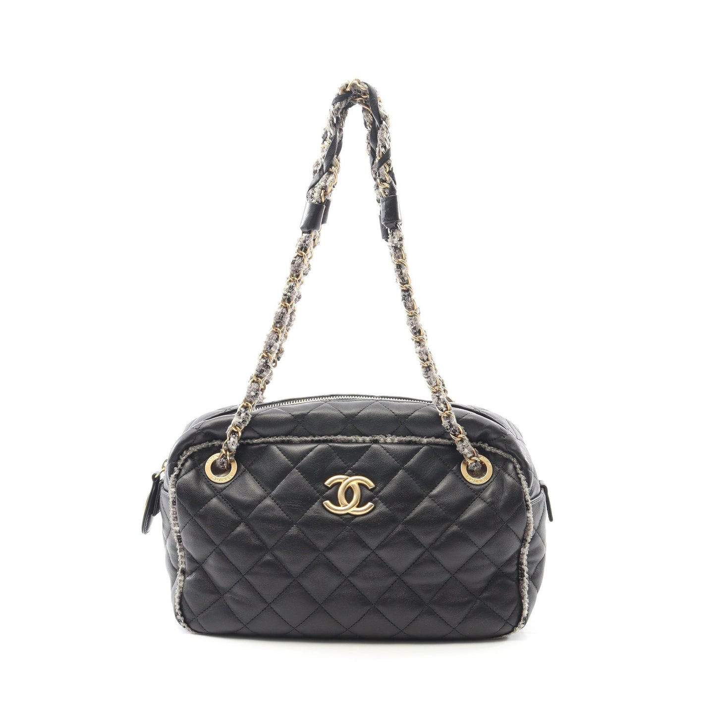 マトラッセ チェーンショルダーバッグ ラムスキン ブラック ゴールド金具 シャネル バッグ CHANEL
