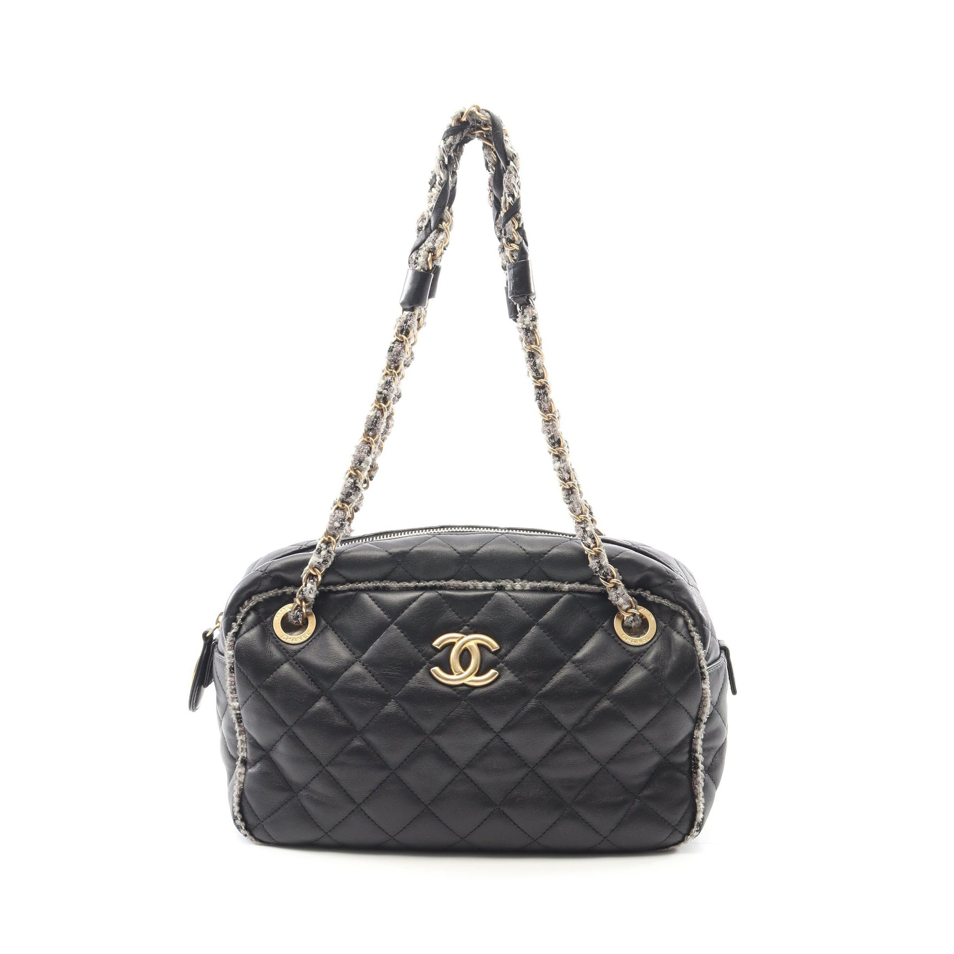 マトラッセ チェーンショルダーバッグ ラムスキン ブラック ゴールド金具 シャネル バッグ CHANEL