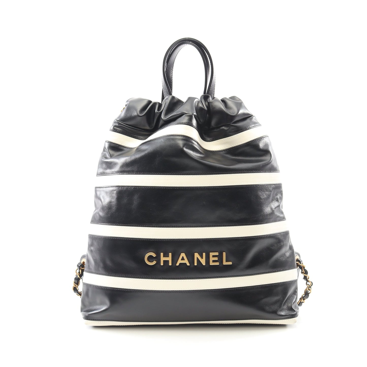 シャネル22 バックパック ナップサック レザー ブラック ホワイト ゴールド金具 シャネル バッグ CHANEL