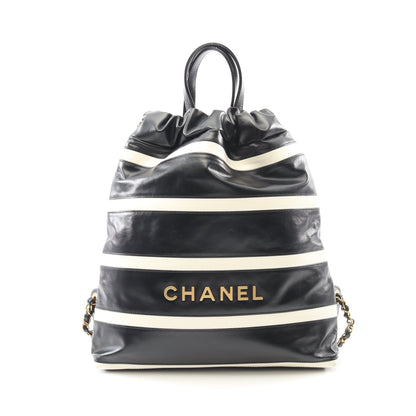シャネル22 バックパック ナップサック レザー ブラック ホワイト ゴールド金具 シャネル バッグ CHANEL