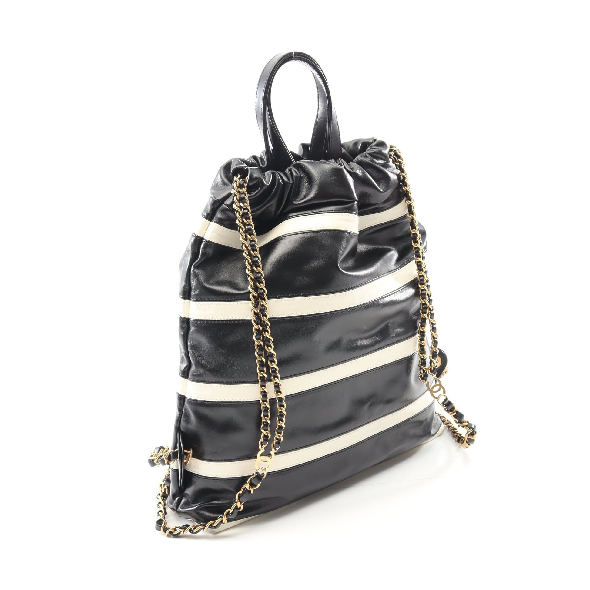 シャネル22 バックパック ナップサック レザー ブラック ホワイト ゴールド金具 シャネル バッグ CHANEL
