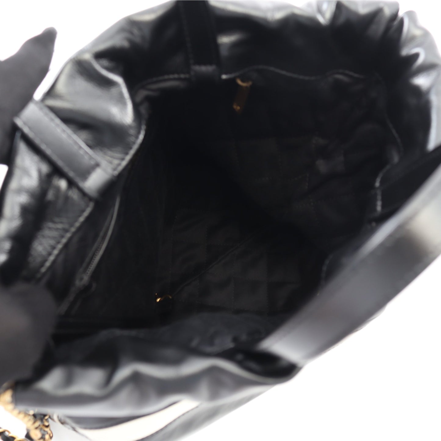 シャネル22 バックパック ナップサック レザー ブラック ホワイト ゴールド金具 シャネル バッグ CHANEL