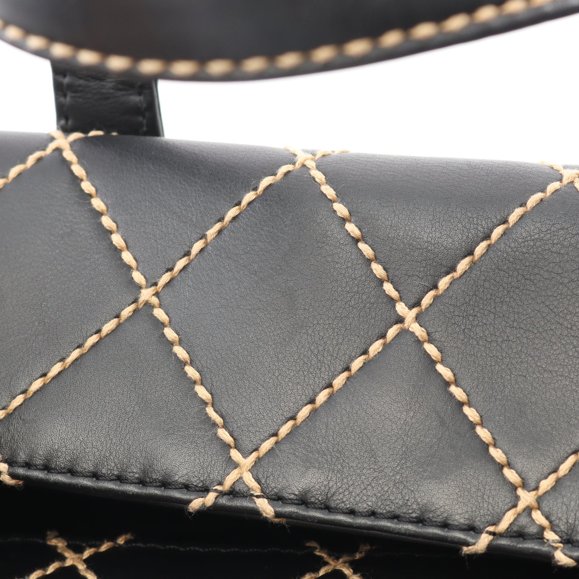 ワイルドステッチ ハンドバッグ トートバッグ レザー ブラック ゴールド金具 シャネル バッグ CHANEL