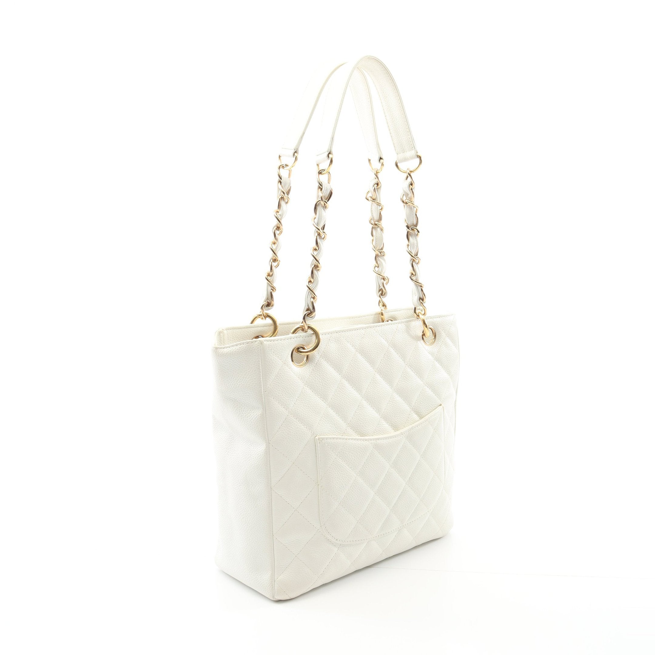 シャネル CHANEL PSTチェーントートバッグ ホワイト ゴールド金具 