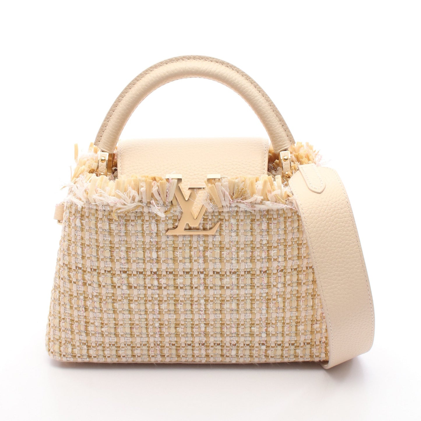カプシーヌBB ハンドバッグ ツイード レザー ラフィア ベージュ アイボリー マルチカラー 2WAY ルイヴィトン バッグ LOUIS VUITTON