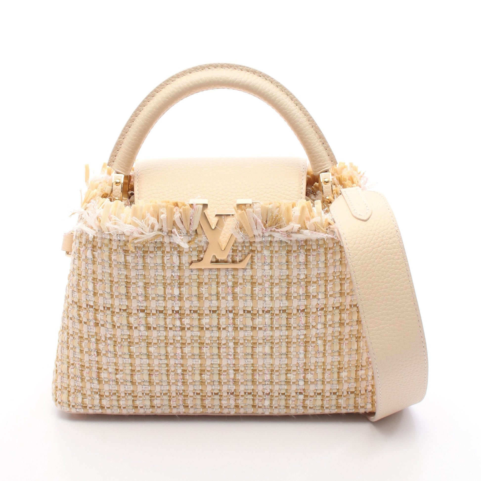 カプシーヌBB ハンドバッグ ツイード レザー ラフィア ベージュ アイボリー マルチカラー 2WAY ルイヴィトン バッグ LOUIS VUITTON