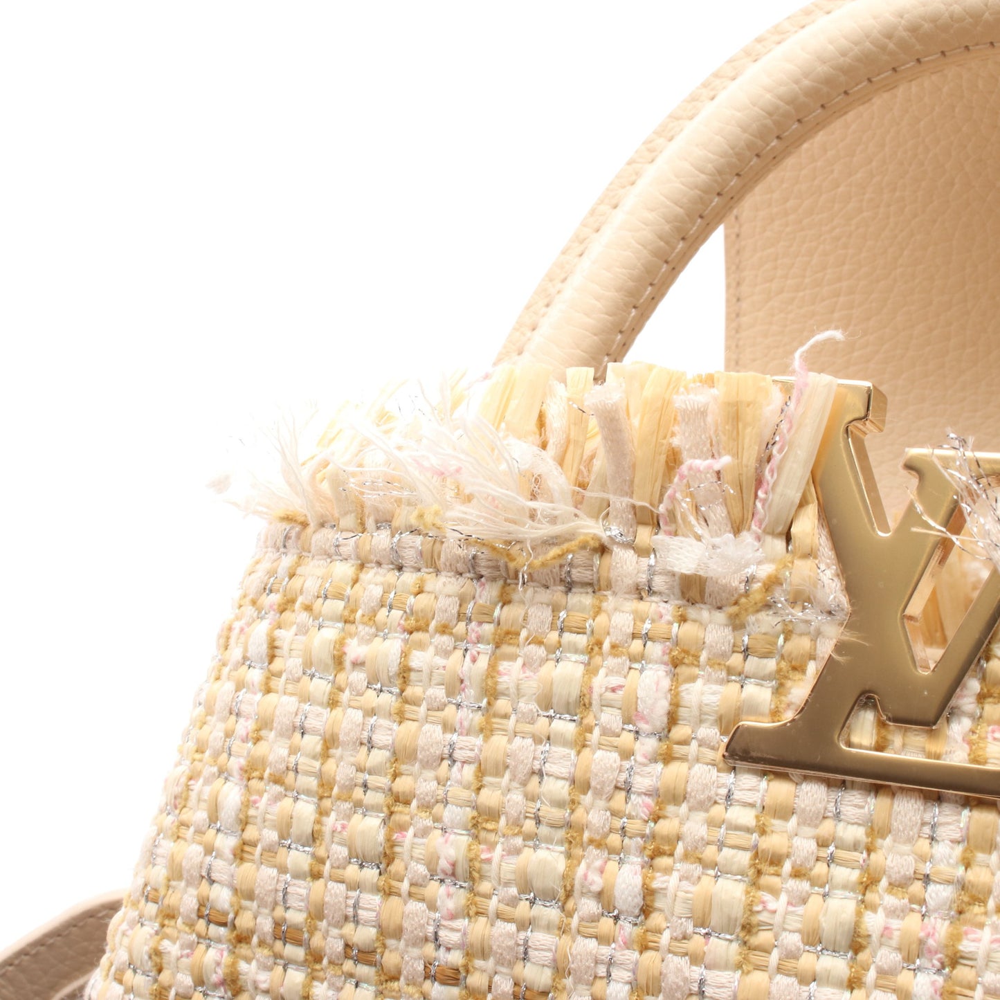 カプシーヌBB ハンドバッグ ツイード レザー ラフィア ベージュ アイボリー マルチカラー 2WAY ルイヴィトン バッグ LOUIS VUITTON