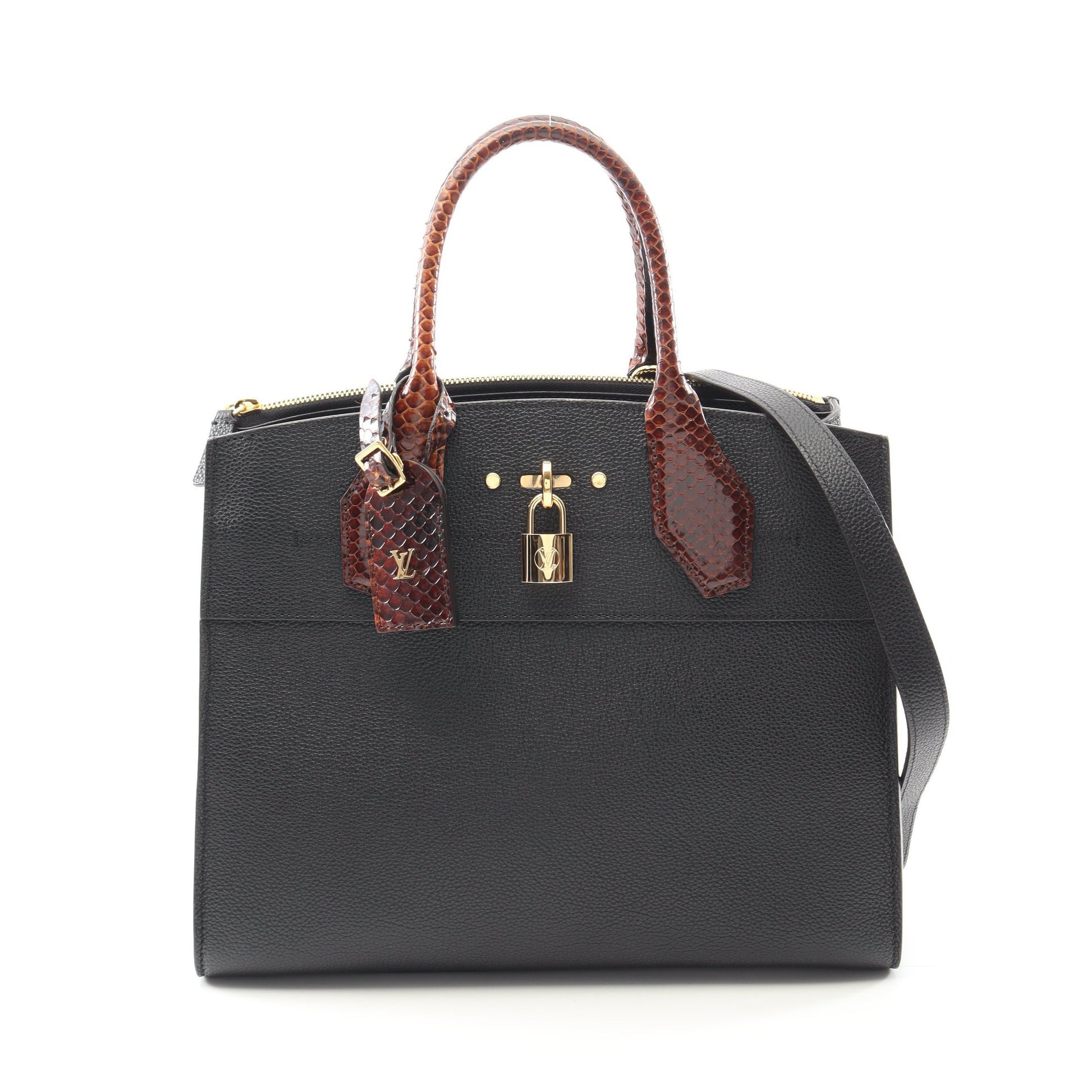 シティスティーマーMM ノワール ハンドバッグ レザー パイソン ブラック ブラウン 2WAY ルイヴィトン バッグ LOUIS VUITTON