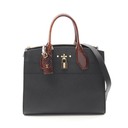 シティスティーマーMM ノワール ハンドバッグ レザー パイソン ブラック ブラウン 2WAY ルイヴィトン バッグ LOUIS VUITTON