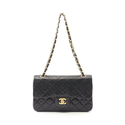 マトラッセ Wフラップ Wチェーンショルダーバッグ ラムスキン ブラック ゴールド金具 シャネル バッグ CHANEL