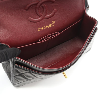 マトラッセ Wフラップ Wチェーンショルダーバッグ ラムスキン ブラック ゴールド金具 シャネル バッグ CHANEL