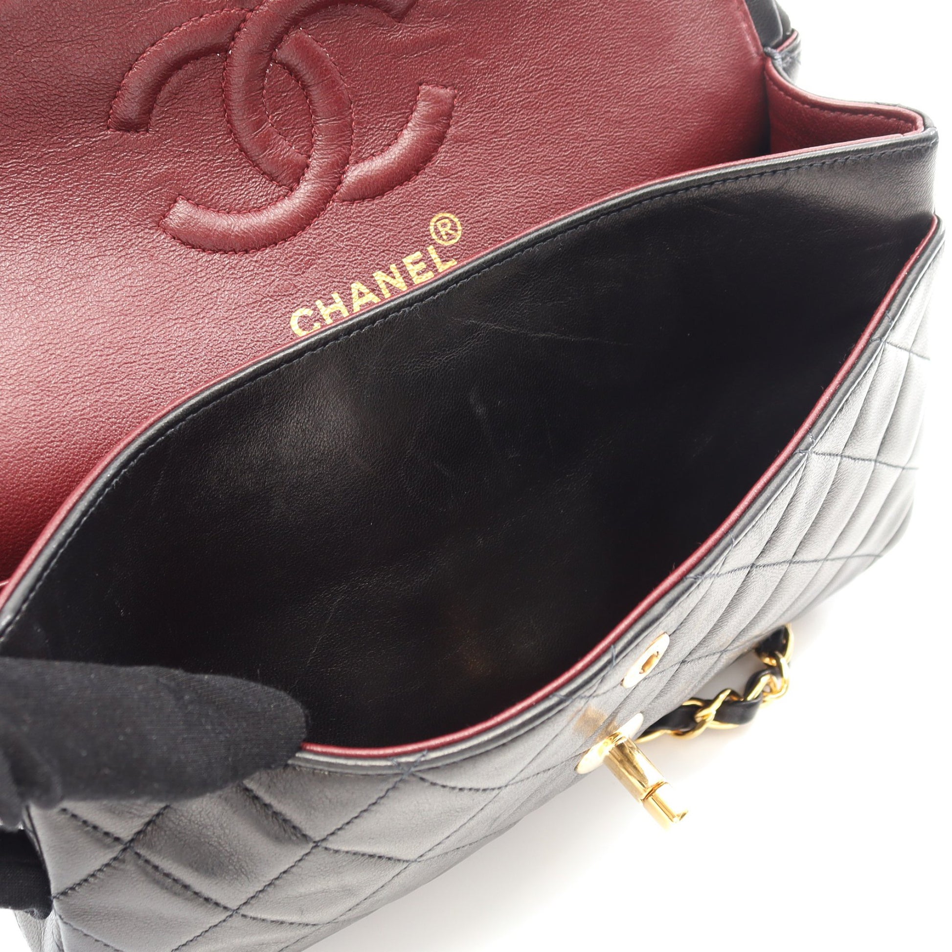 マトラッセ Wフラップ Wチェーンショルダーバッグ ラムスキン ブラック ゴールド金具 シャネル バッグ CHANEL