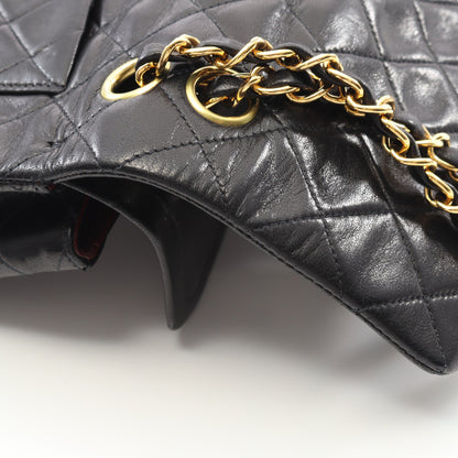マトラッセ Wフラップ Wチェーンショルダーバッグ ラムスキン ブラック ゴールド金具 シャネル バッグ CHANEL