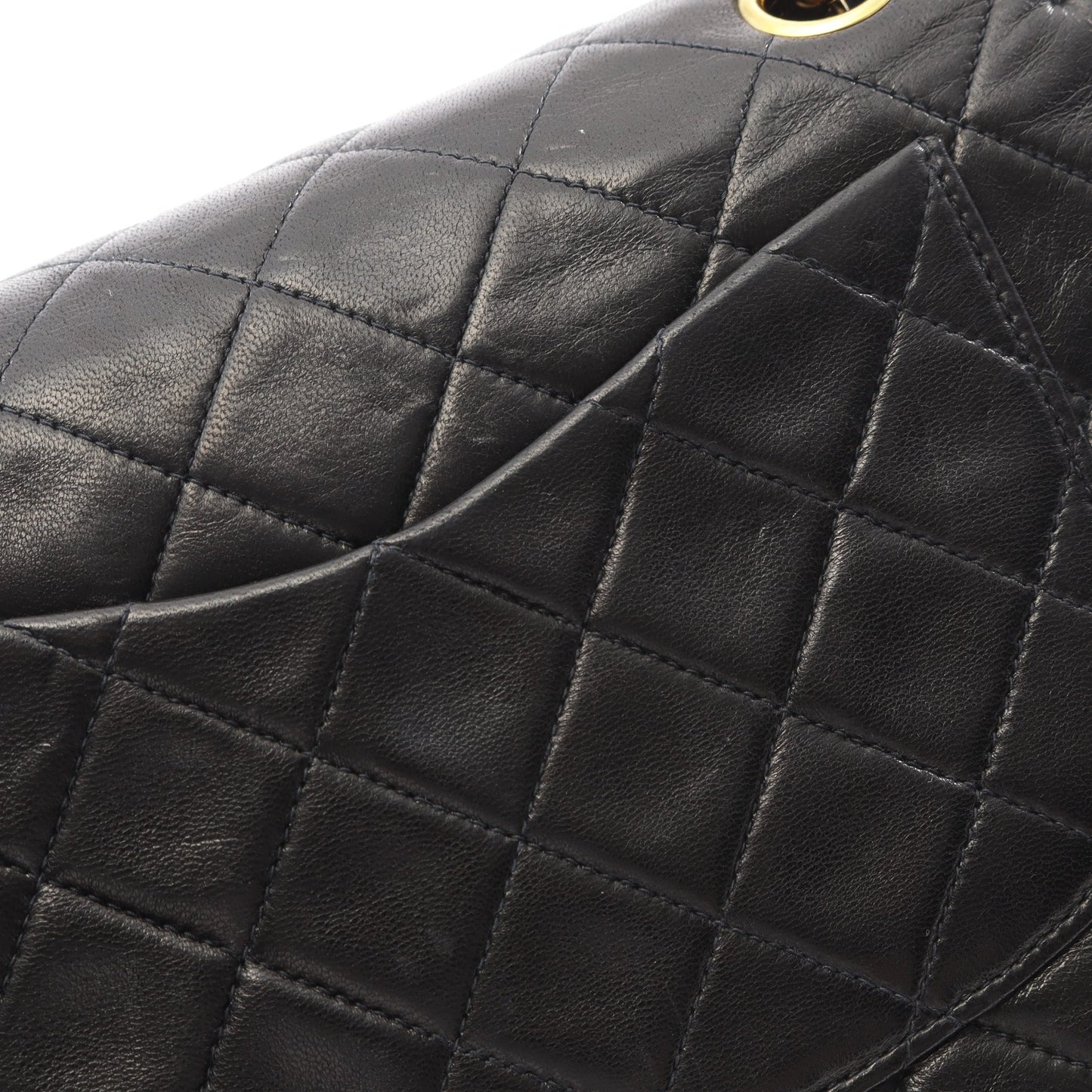 マトラッセ Wフラップ Wチェーンショルダーバッグ ラムスキン ブラック ゴールド金具 シャネル バッグ CHANEL