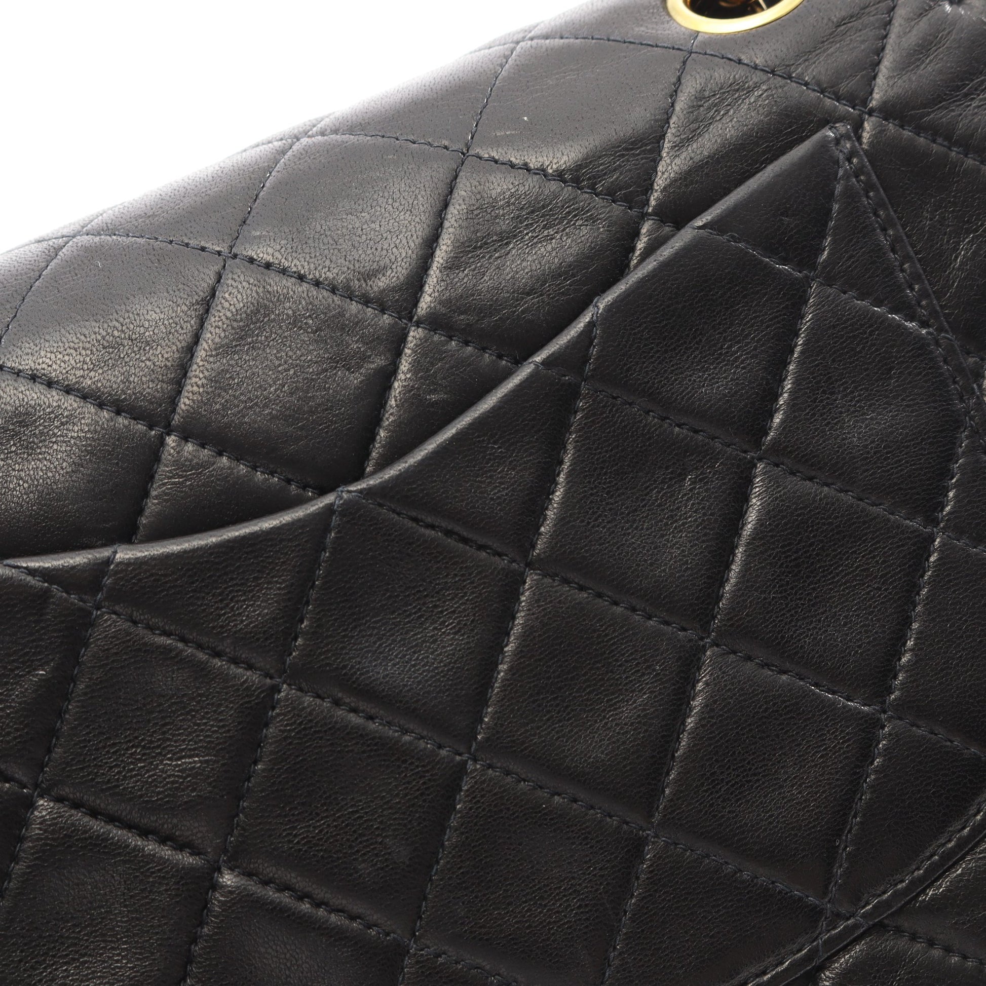 マトラッセ Wフラップ Wチェーンショルダーバッグ ラムスキン ブラック ゴールド金具 シャネル バッグ CHANEL