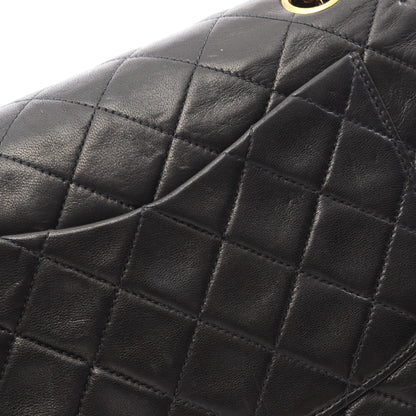 マトラッセ Wフラップ Wチェーンショルダーバッグ ラムスキン ブラック ゴールド金具 シャネル バッグ CHANEL