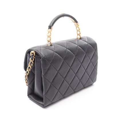 マトラッセ トップハンドル チェーンショルダーバッグ キャビアスキン ブラック ゴールド金具 2WAY シャネル バッグ CHANEL