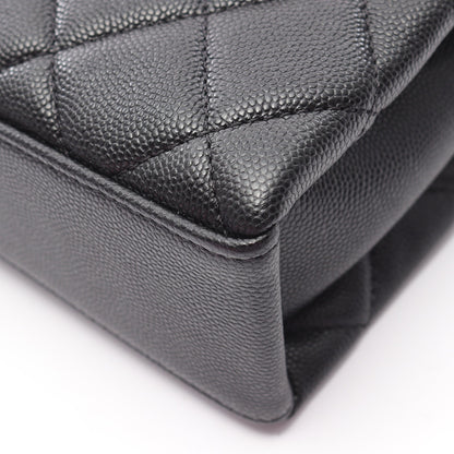 マトラッセ トップハンドル チェーンショルダーバッグ キャビアスキン ブラック ゴールド金具 2WAY シャネル バッグ CHANEL
