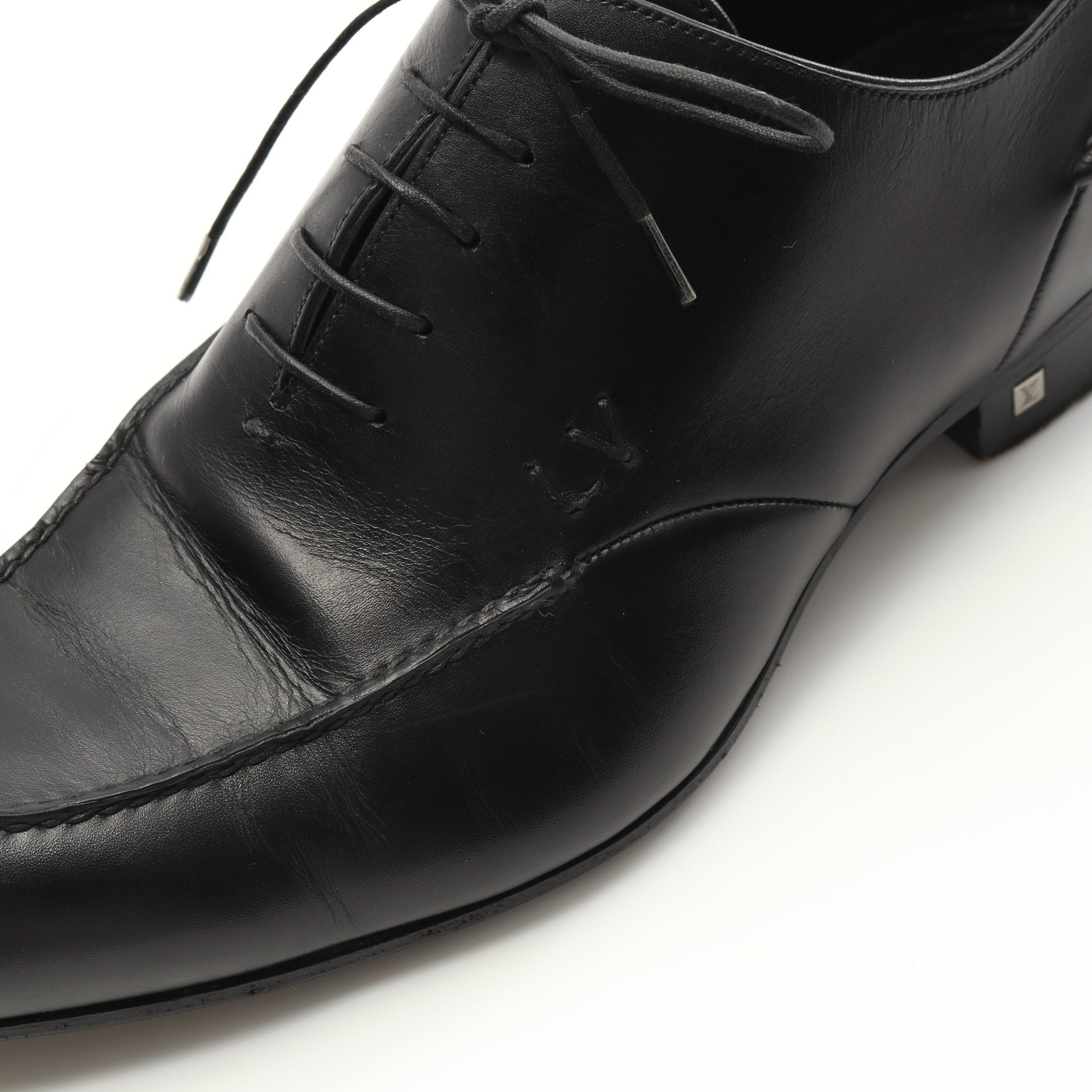 ルイヴィトン　ブラック オックスフォードシューズ LVロゴ オックスフォードシューズ ドレスシューズ レザー