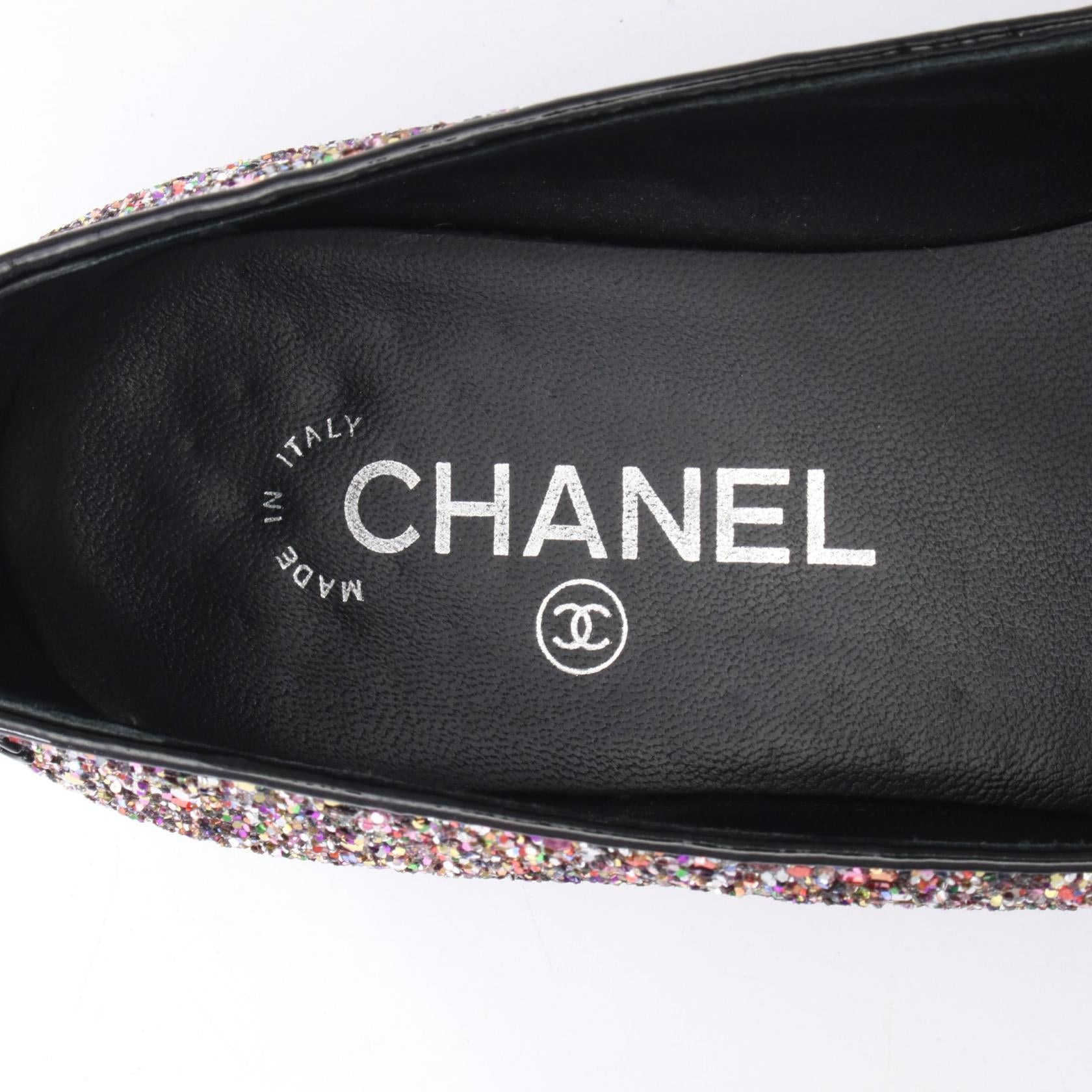 ココマーク パンプス エナメルレザー ブラック マルチカラー グリッター シャネル シューズ CHANEL