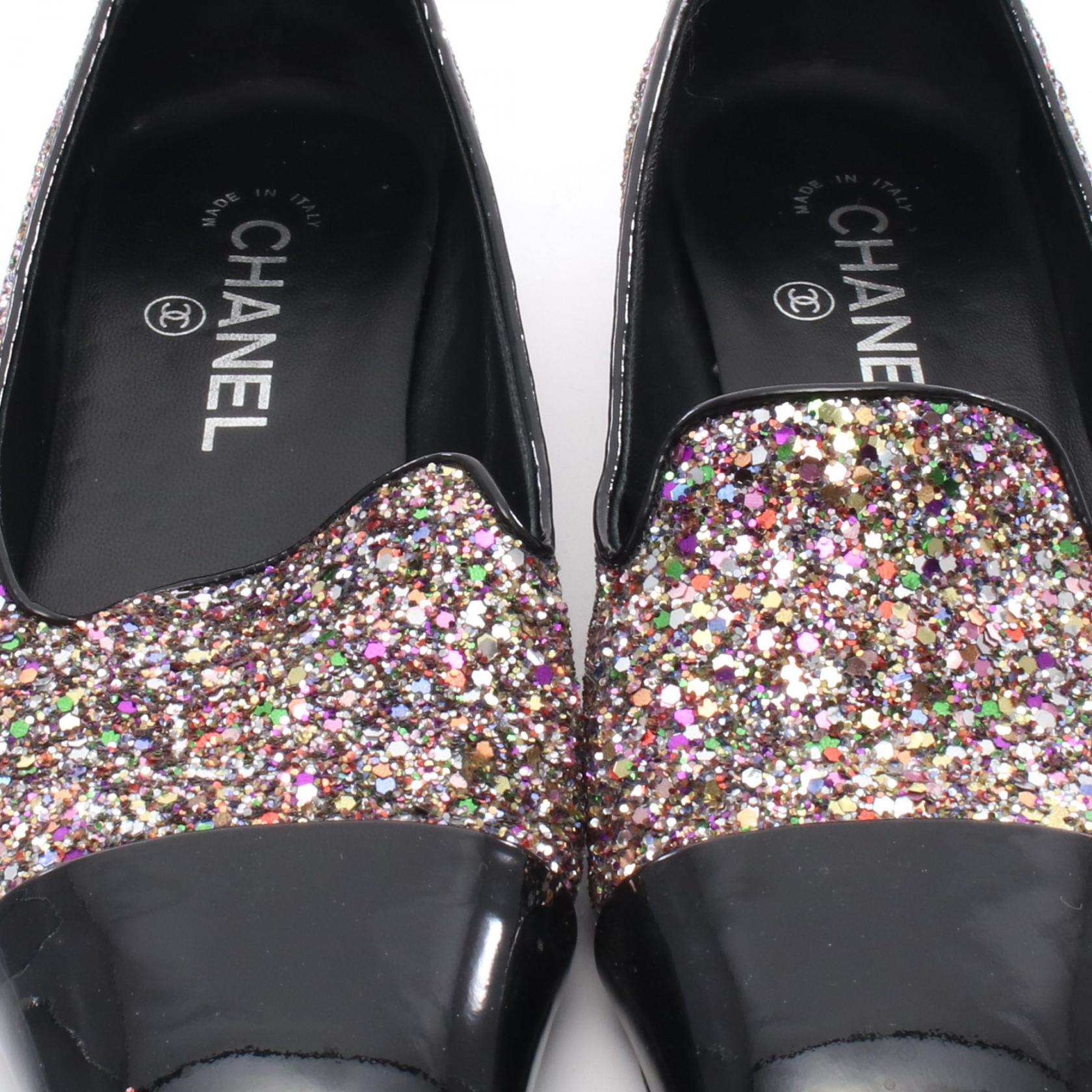 ココマーク パンプス エナメルレザー ブラック マルチカラー グリッター シャネル シューズ CHANEL
