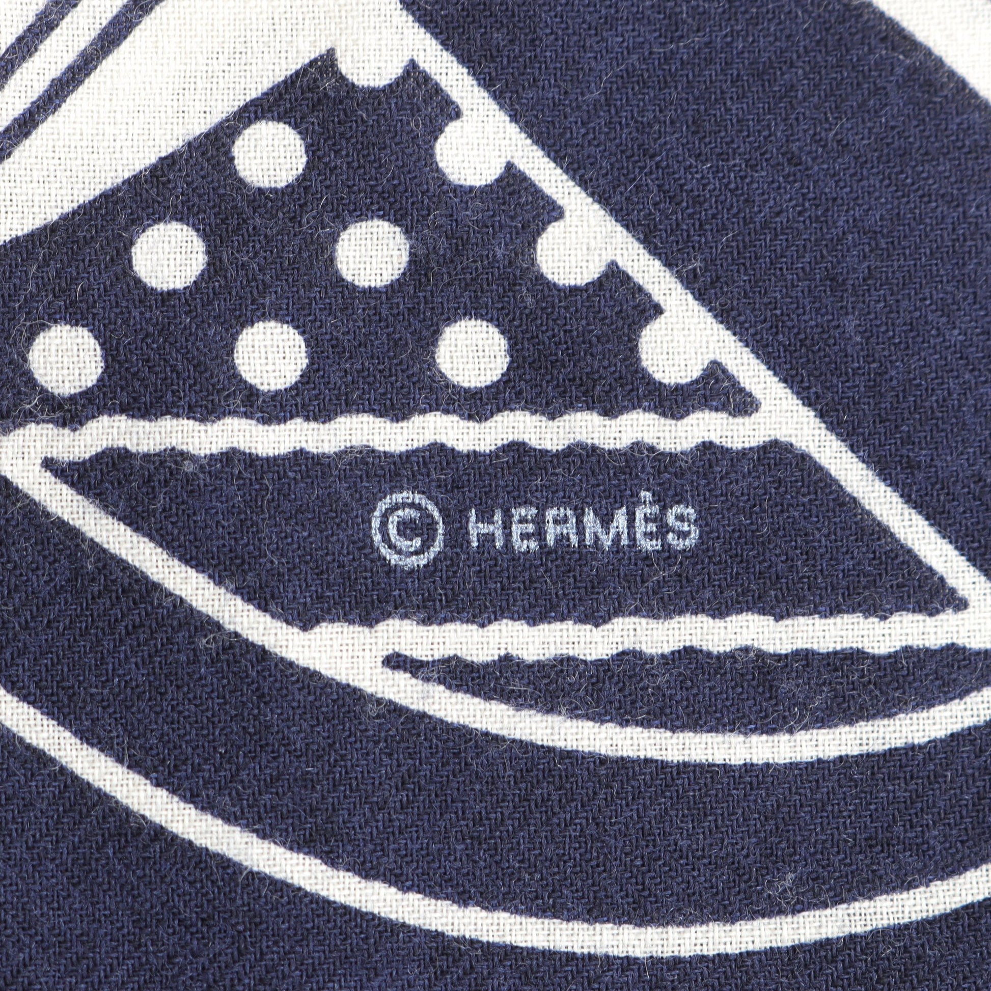 カレジェアン カレ140 Grand Manege スカーフ ショール カシミヤ シルク ネイビー ホワイト エルメス 財布・小物 HERMES