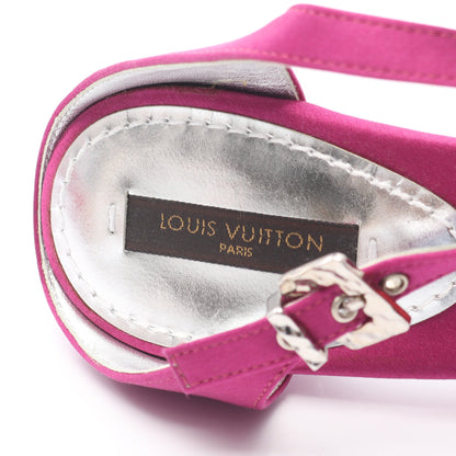 LVロゴ サンダル フラワー サテン レザー ピンクパープル レッド シルバー ルイヴィトン シューズ LOUIS VUITTON