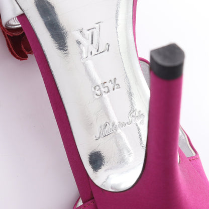 LVロゴ サンダル フラワー サテン レザー ピンクパープル レッド シルバー ルイヴィトン シューズ LOUIS VUITTON