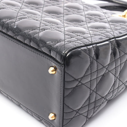 LADY DIOR レディディオール カナージュ ハンドバッグ エナメルレザー ブラック クリスチャンディオール バッグ Christian Dior