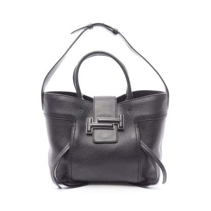 ダブルT ショッピングバッグ ワンショルダーバッグ レザー ブラック 2WAY トッズ バッグ TOD'S