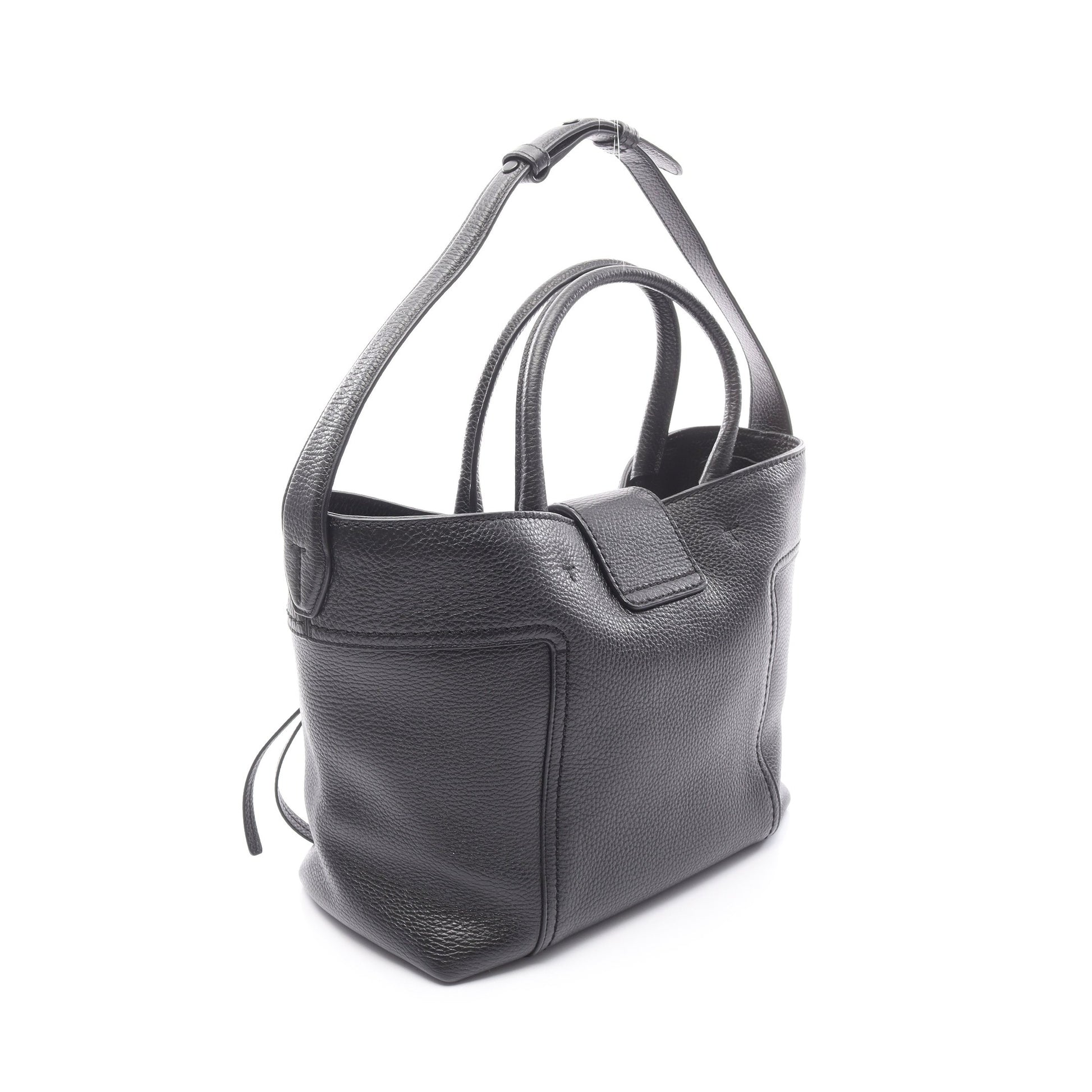 ダブルT ショッピングバッグ ワンショルダーバッグ レザー ブラック 2WAY トッズ バッグ TOD'S