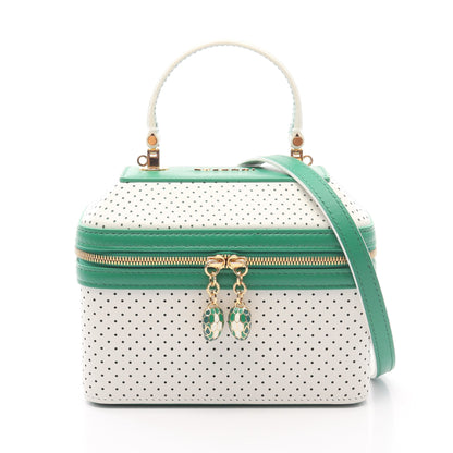 BVLGARI × CASA BLANCA セルペンティ ジュエリーボックス ハンドバッグ バニティバッグ レザー ホワイト グリーン 2WAY ブルガリ バッグ BVLGARI