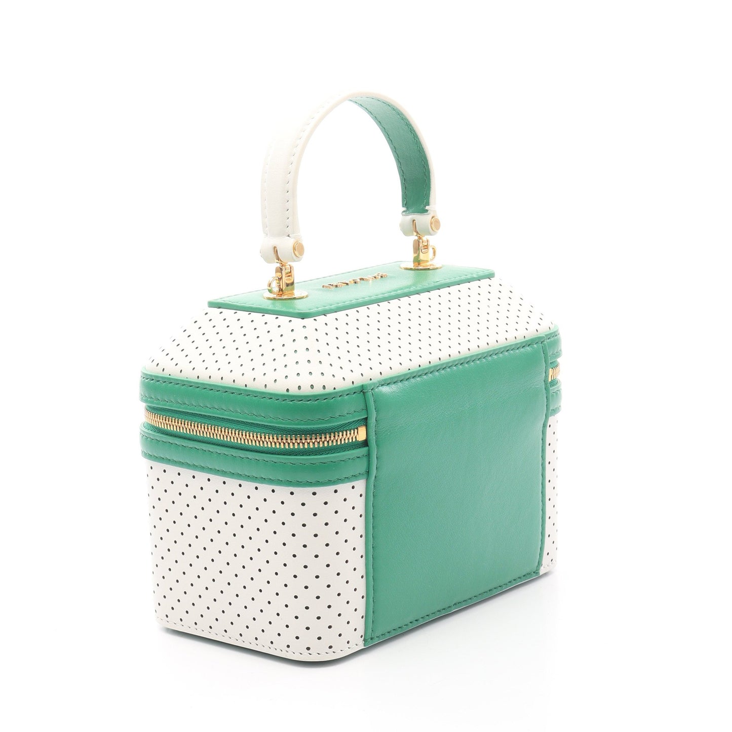 BVLGARI × CASA BLANCA セルペンティ ジュエリーボックス ハンドバッグ バニティバッグ レザー ホワイト グリーン 2WAY ブルガリ バッグ BVLGARI