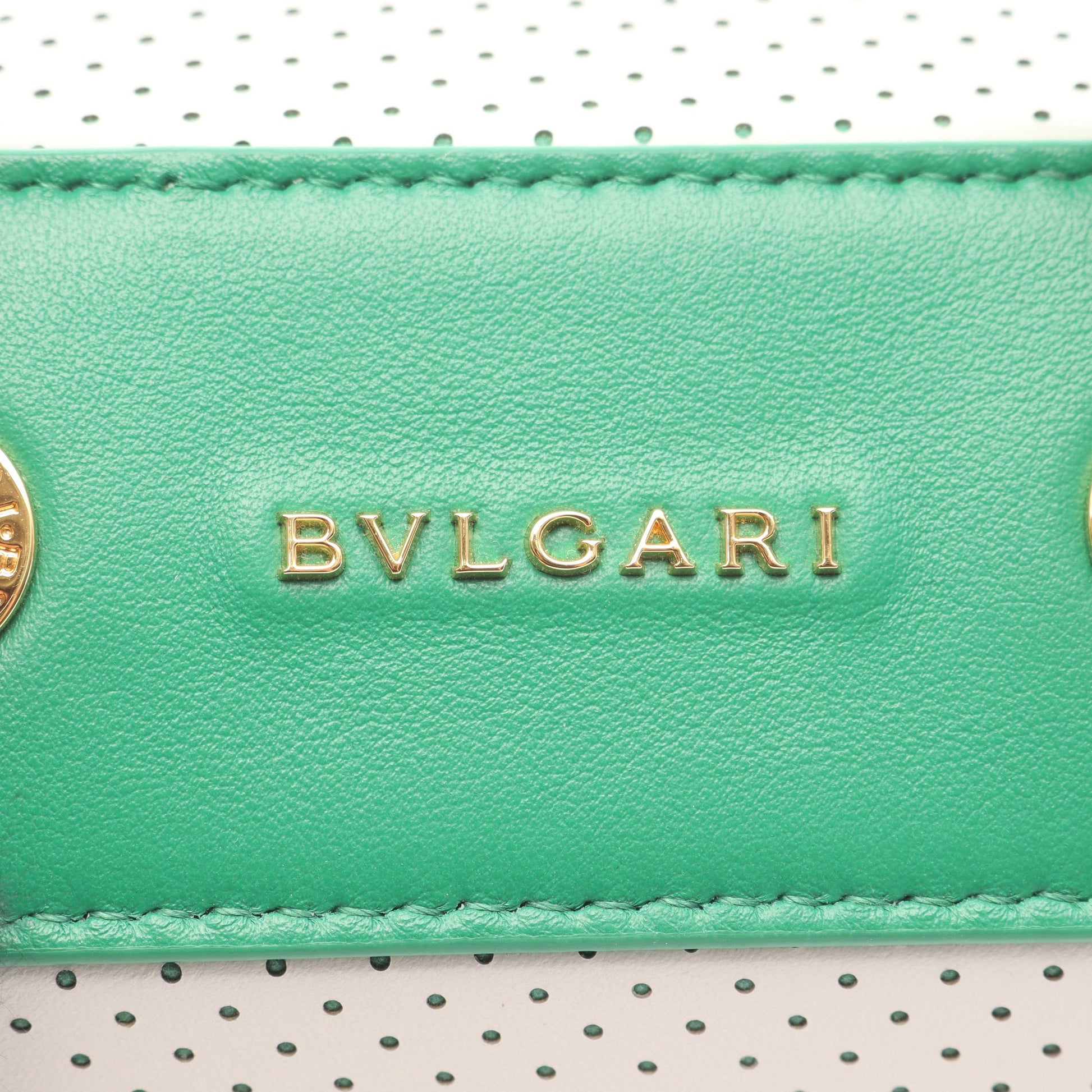 BVLGARI × CASA BLANCA セルペンティ ジュエリーボックス ハンドバッグ バニティバッグ レザー ホワイト グリーン 2WAY ブルガリ バッグ BVLGARI