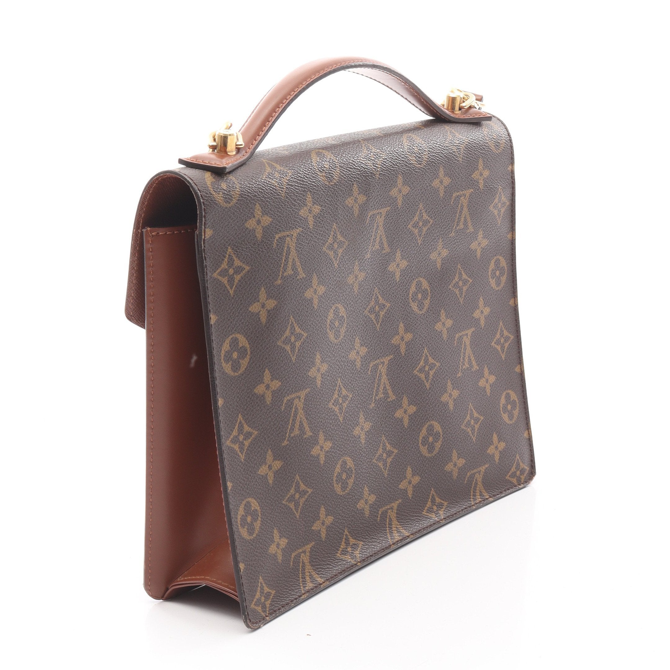 モンソー モノグラム ハンドバッグ PVC レザー ブラウン 2WAY ルイ