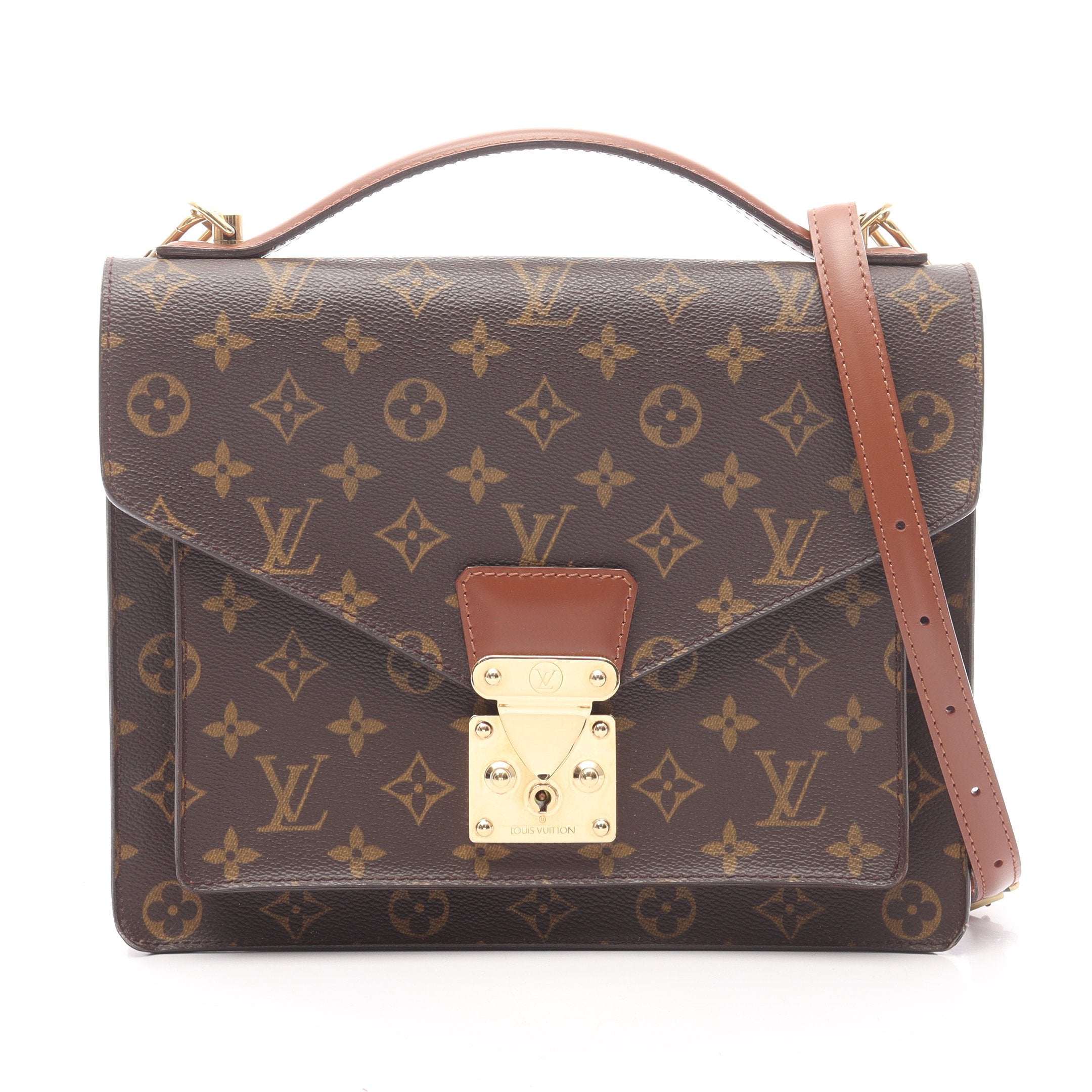 LOUIS VUITTON モノグラム モンソー ハンドバッグ ブラウン PVC モンソー モノグラム ハンドバッグ PVC レザー ブラウン 2WAY ルイ