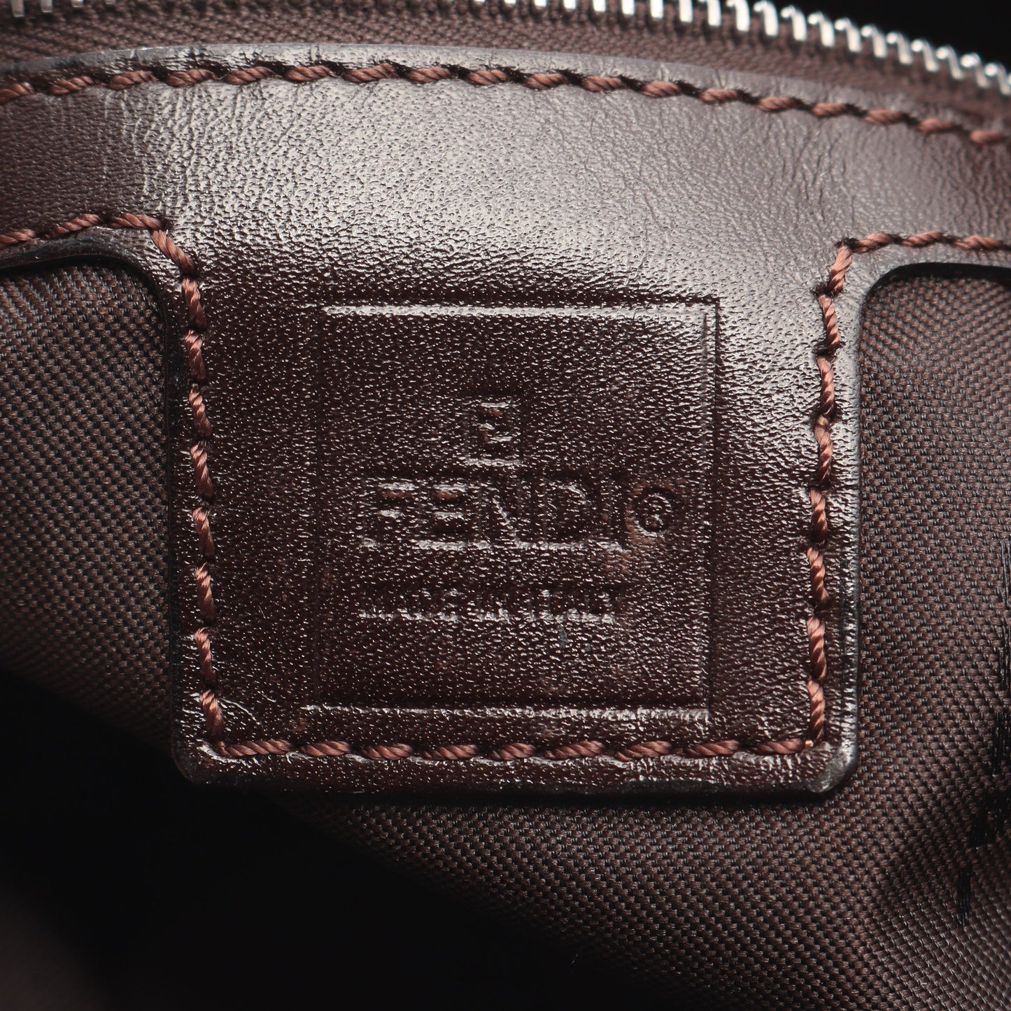 マンマバケット ズッカ ハンドバッグ キャンバス レザー ブラウン ダークブラウン フェンディ バッグ FENDI