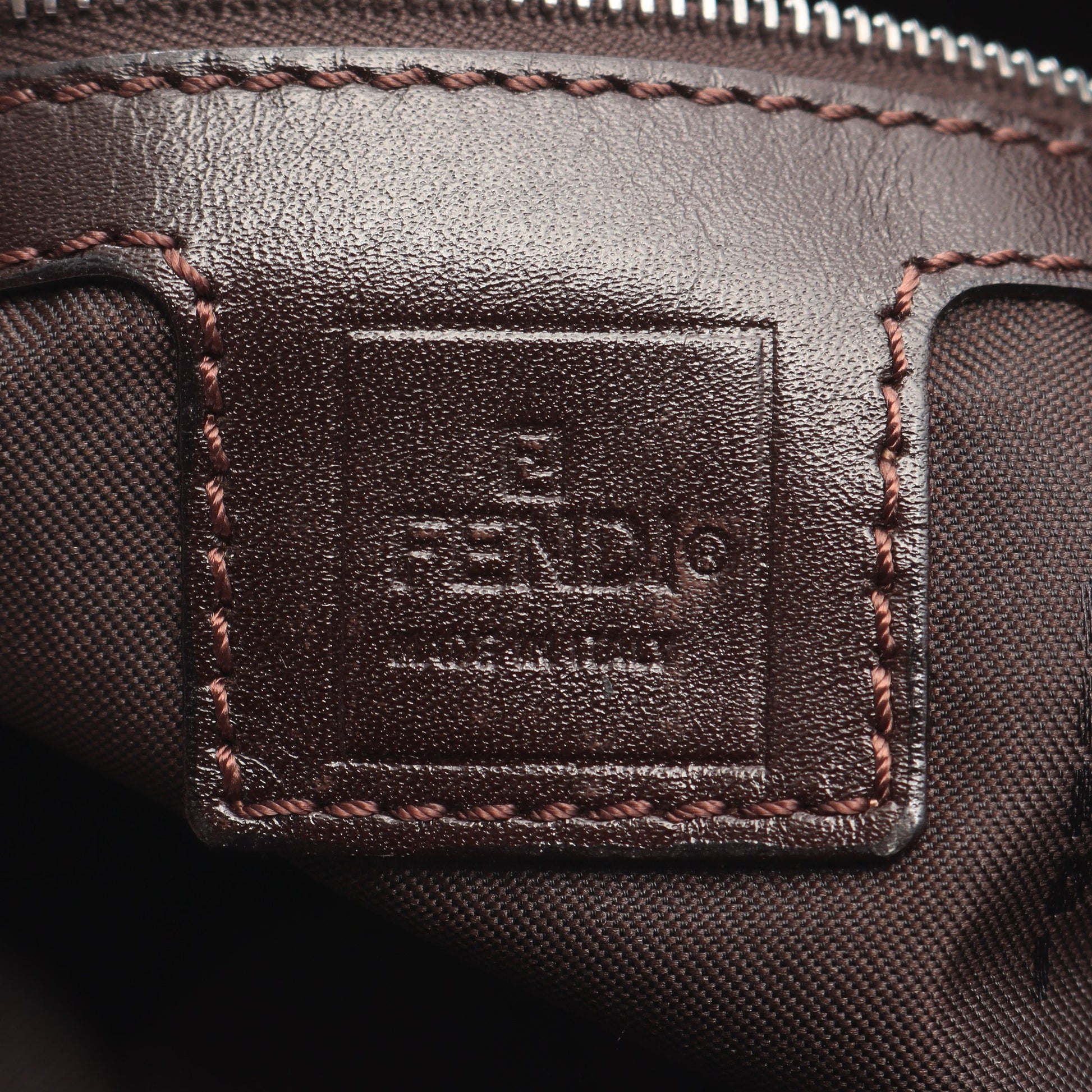 マンマバケット ズッカ ハンドバッグ キャンバス レザー ブラウン ダークブラウン フェンディ バッグ FENDI