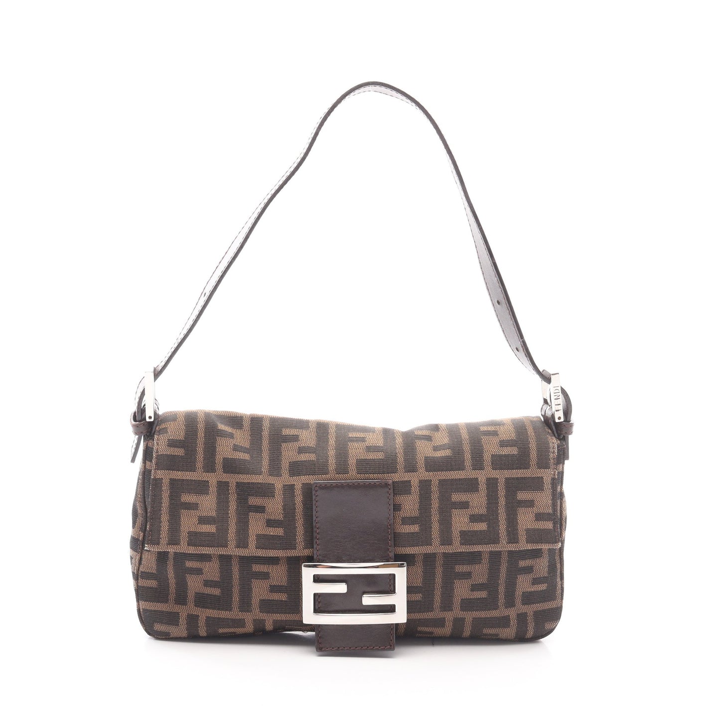 マンマバケット ズッカ ハンドバッグ キャンバス レザー ブラウン ダークブラウン フェンディ バッグ FENDI