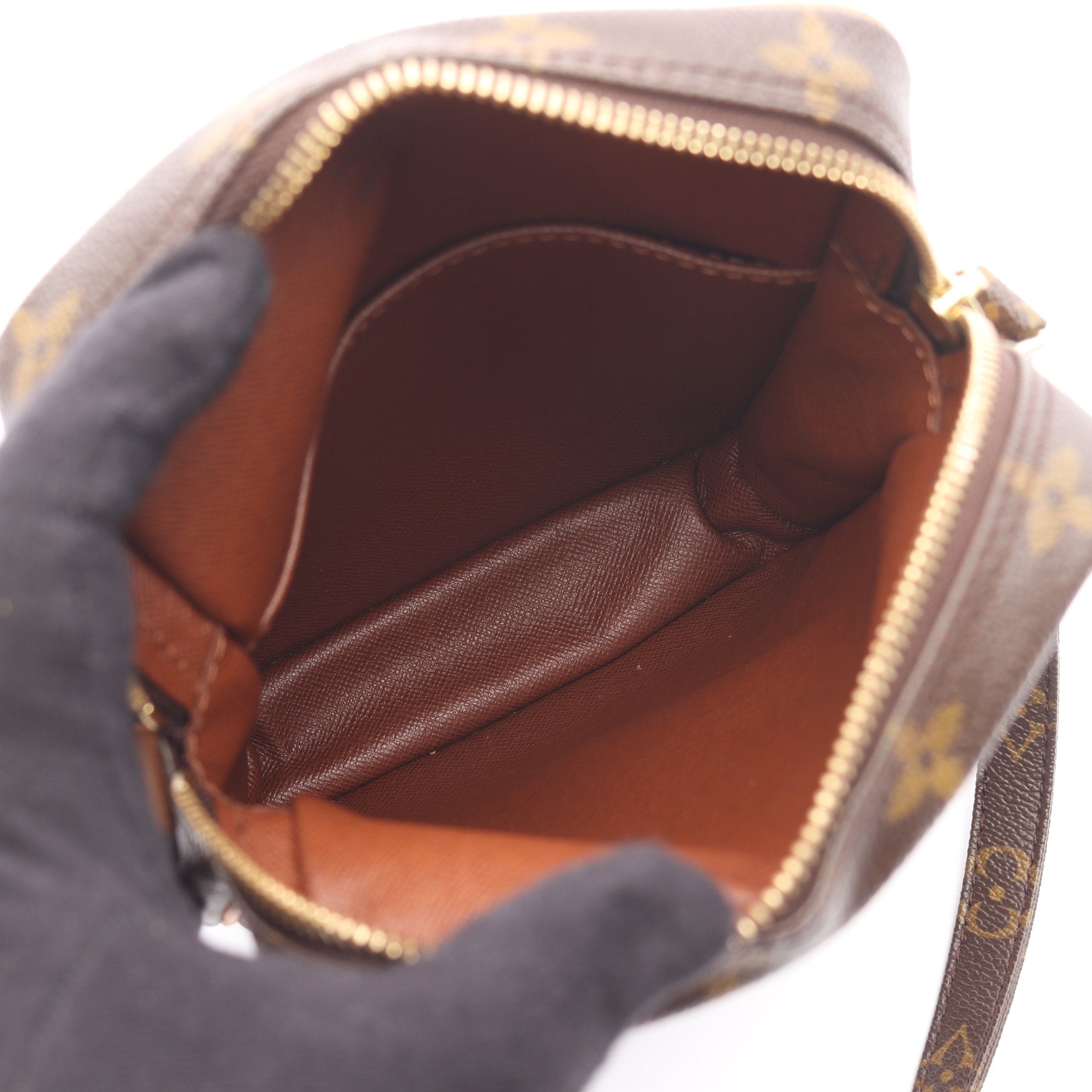 ダヌーブ モノグラム ショルダーバッグ PVC レザー ブラウン 人気