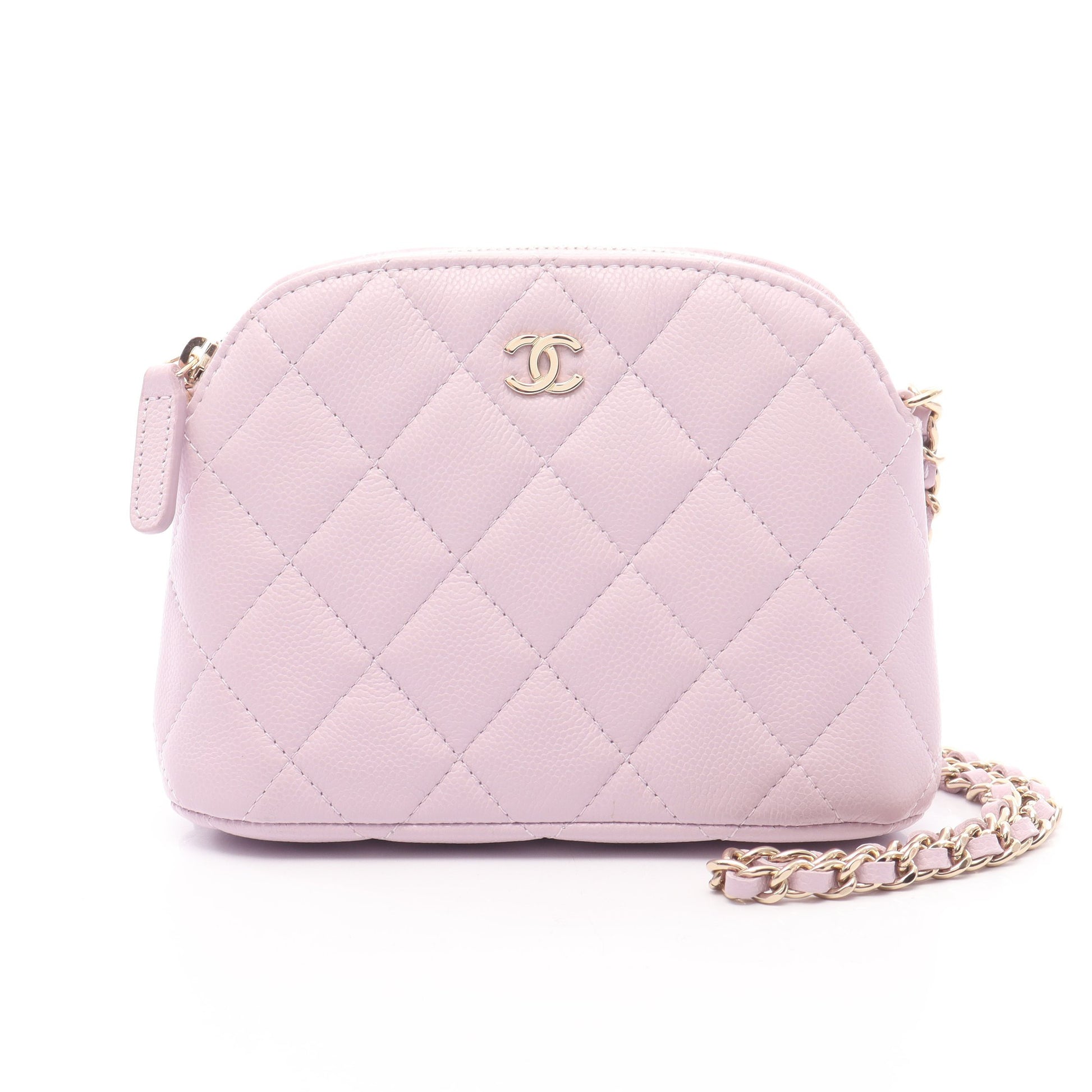 タイムレスクラシック マトラッセ チェーンショルダーバッグ キャビアスキン ライトパープル ゴールド金具 シャネル バッグ CHANEL
