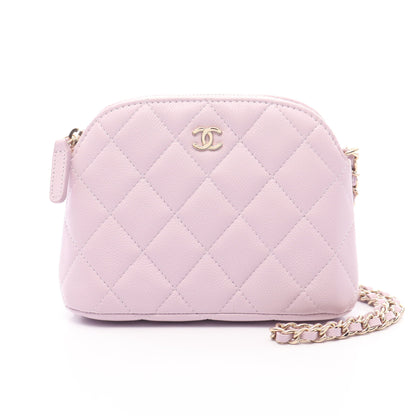 タイムレスクラシック マトラッセ チェーンショルダーバッグ キャビアスキン ライトパープル ゴールド金具 シャネル バッグ CHANEL