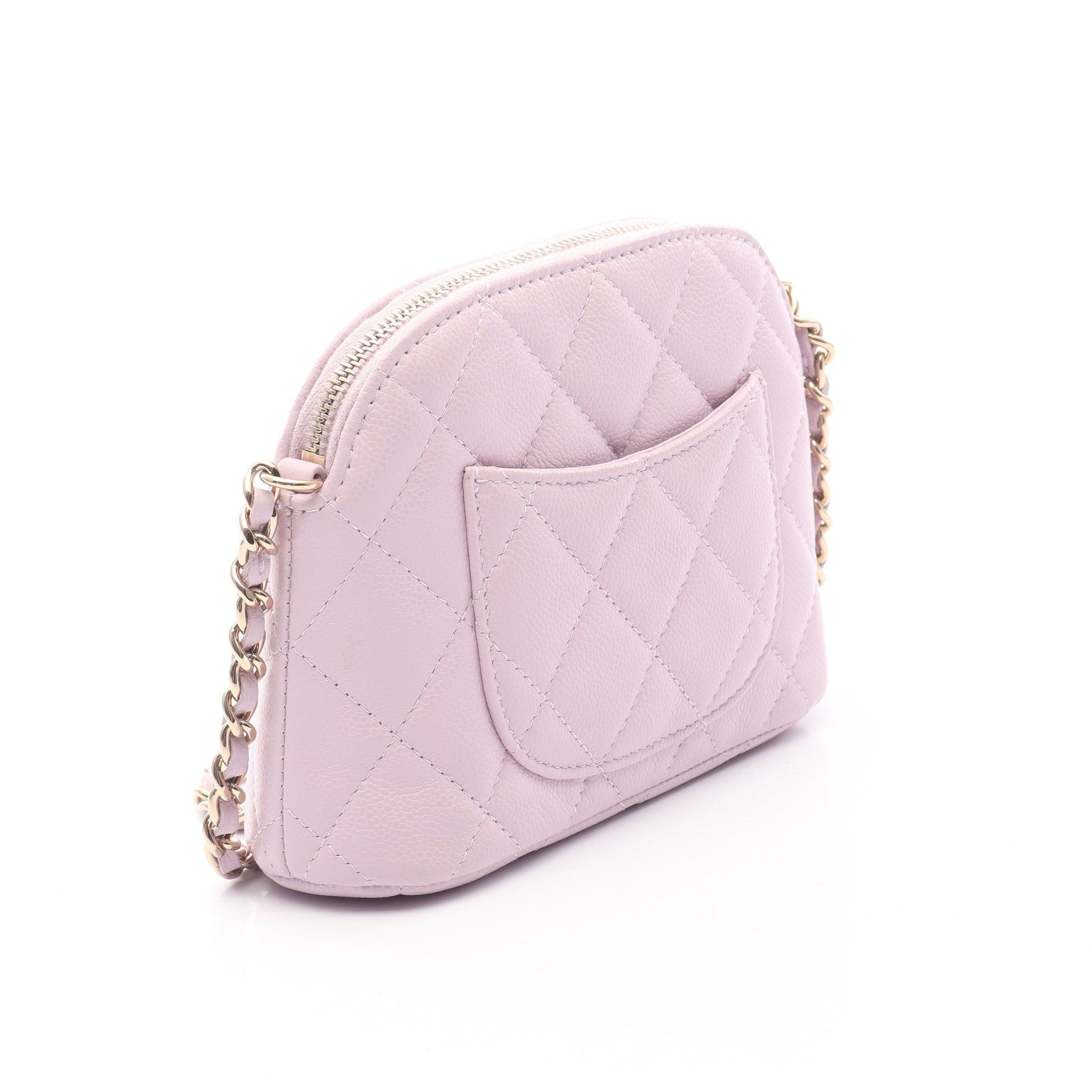 タイムレスクラシック マトラッセ チェーンショルダーバッグ キャビアスキン ライトパープル ゴールド金具 シャネル バッグ CHANEL