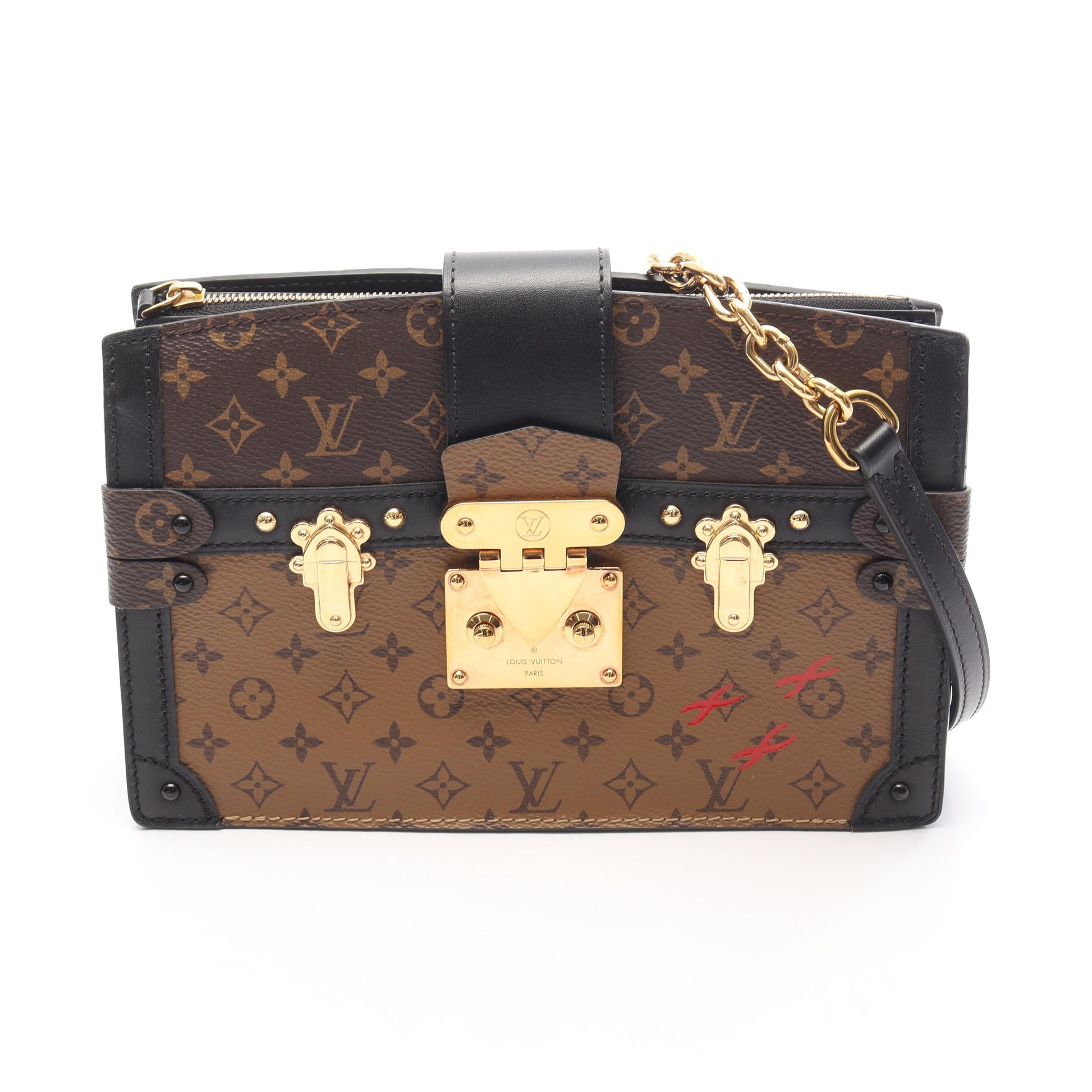 トランククラッチ モノグラムリバース ショルダーバッグ PVC レザー ブラウン ブラック ルイヴィトン バッグ LOUIS VUITTON