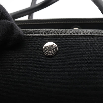 ガーデンパーティPM ハンドバッグ トートバッグ トワルアッシュ レザー ブラック シルバー金具 □K刻印 エルメス バッグ HERMES