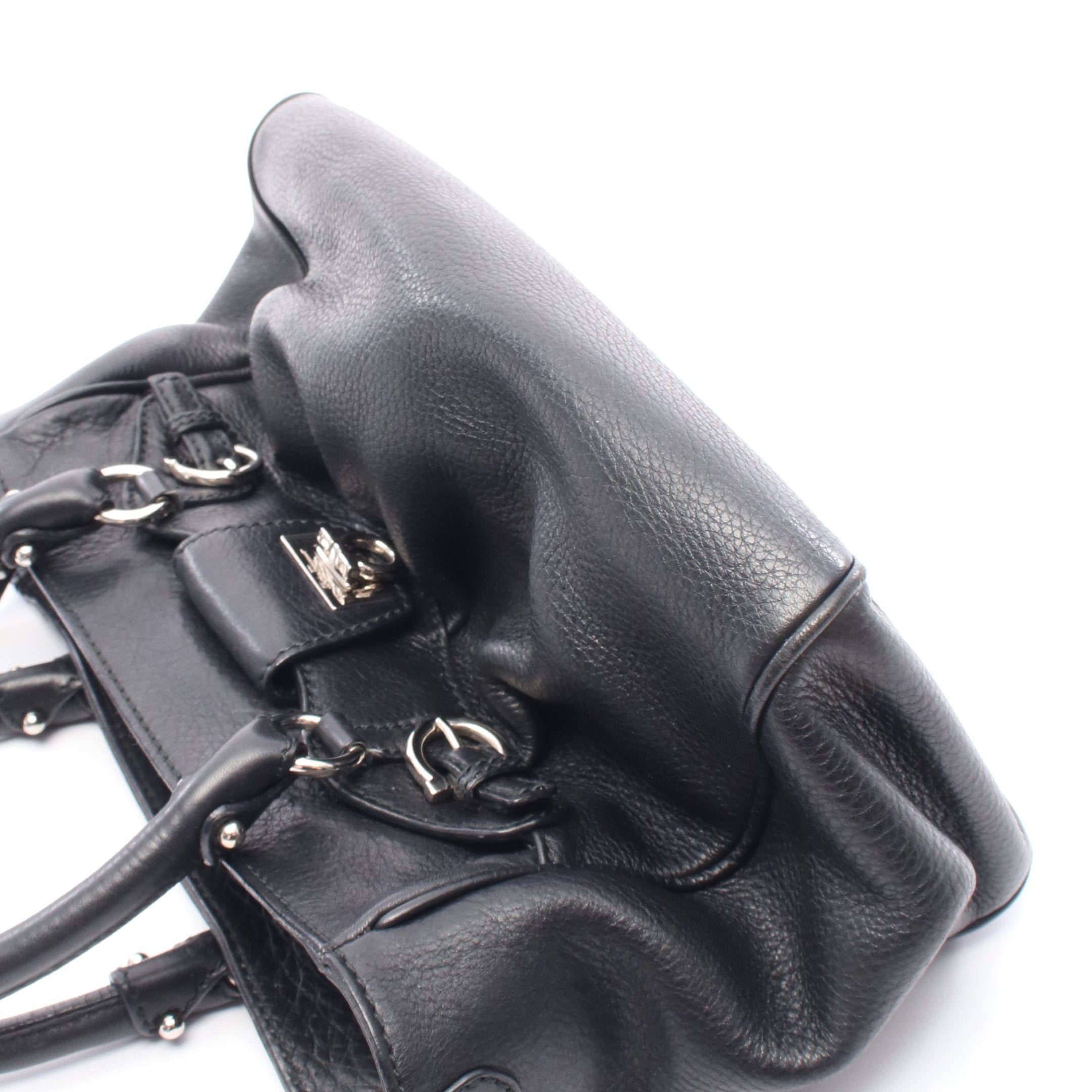 ガンチーニ ハンドバッグ レザー ブラック サルヴァトーレフェラガモ