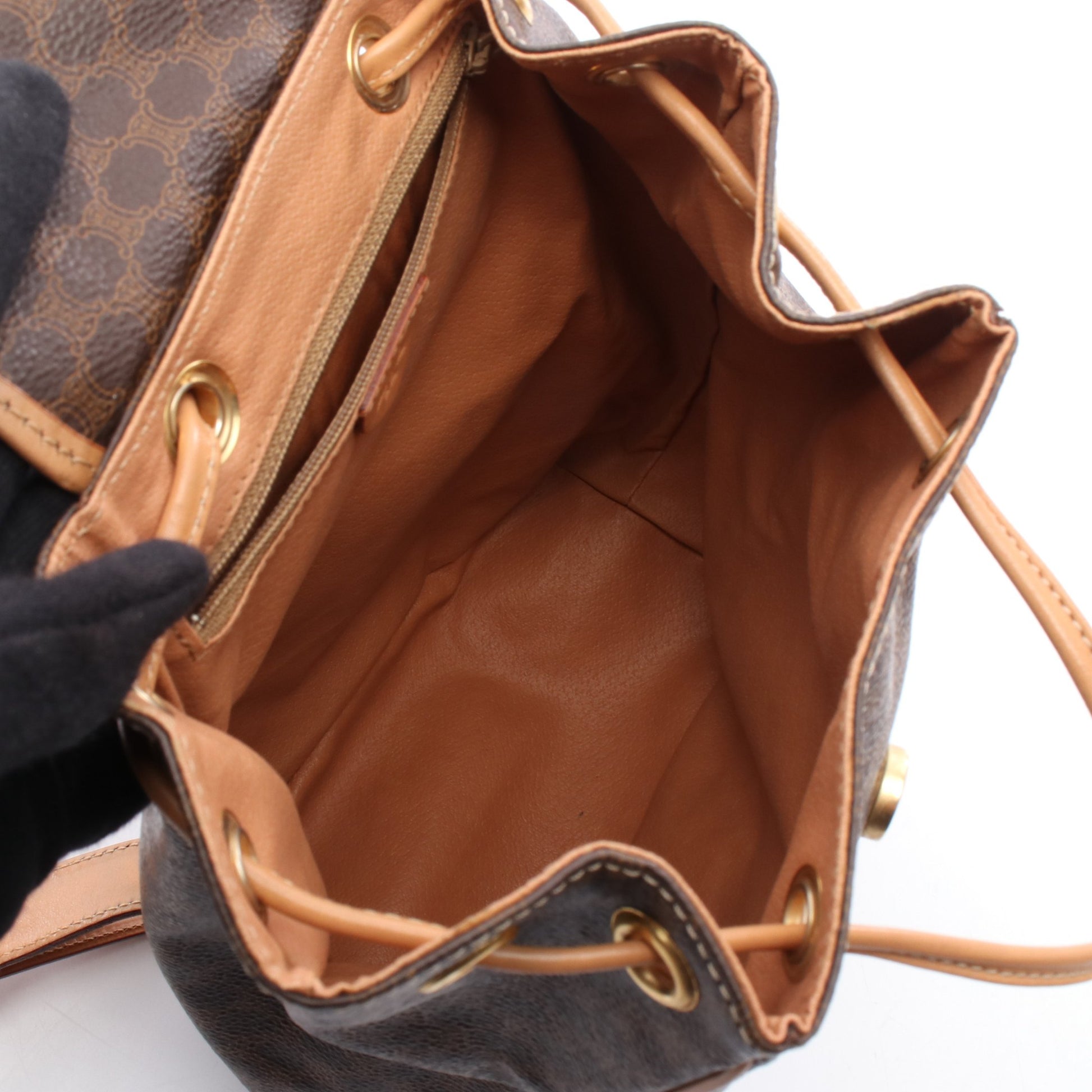 マカダム バックパック リュックサック PVC レザー ブラウン セリーヌ バッグ CELINE