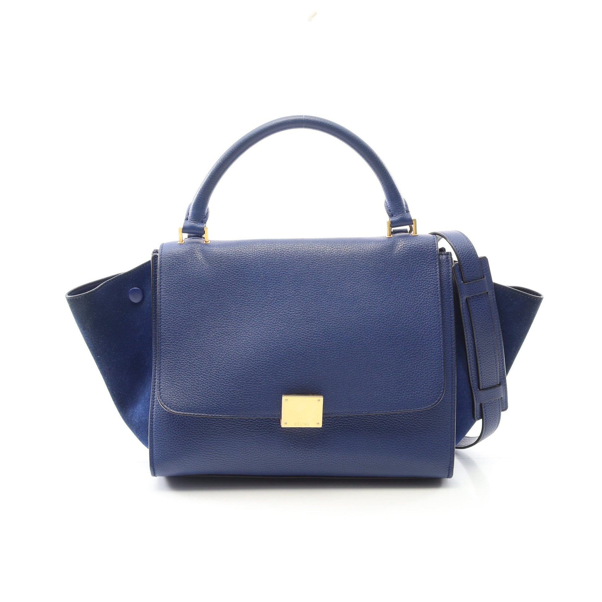 トラペーズ スモール ハンドバッグ レザー スエード ブルー 2WAY セリーヌ バッグ CELINE