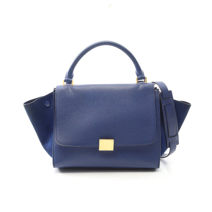 トラペーズ スモール ハンドバッグ レザー スエード ブルー 2WAY セリーヌ バッグ CELINE
